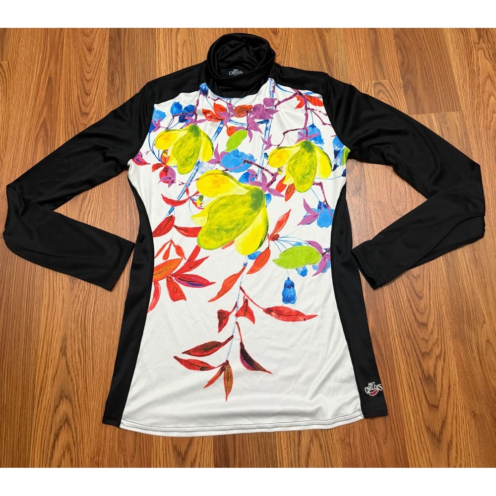 Hot Chillys Base Layer Top Womens Medium Mock Neck Thermal USA Made